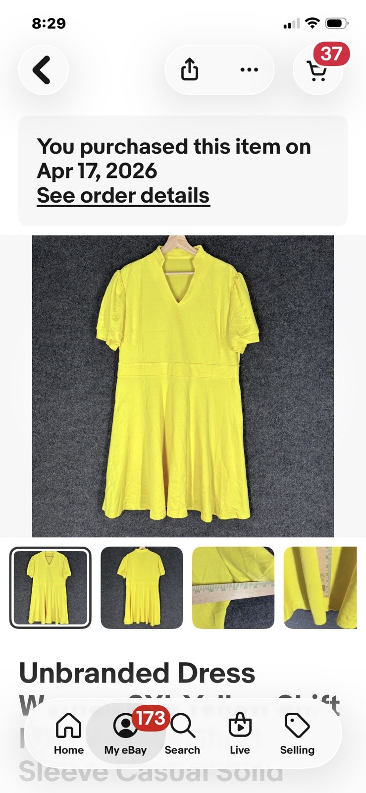 Unbranded Dress Women 3XL Yellow Shift Midi V-Neck Short Sleeve Casual Solid