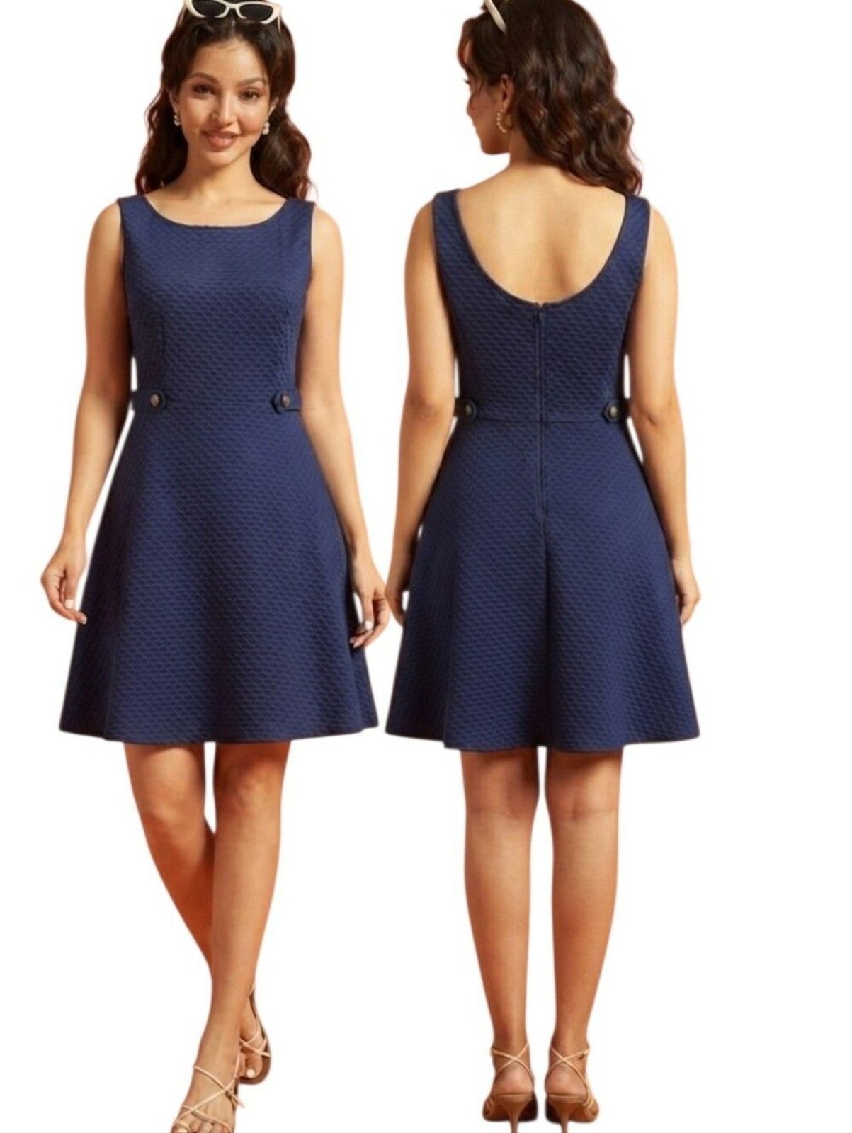 MODCLOTH Retro 1960s A-line Sleeveless Waffle Dress – Size M