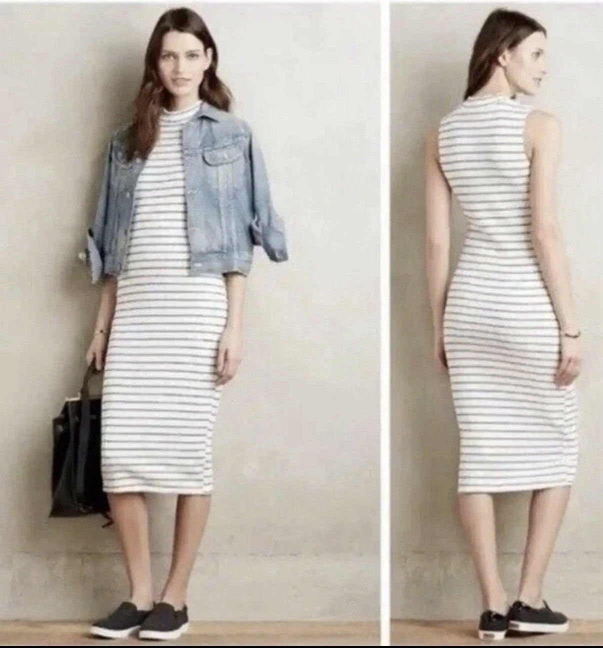 Dolan Left Coast Collection Jules Sleeveless Striped Sheath Midi Dress Small