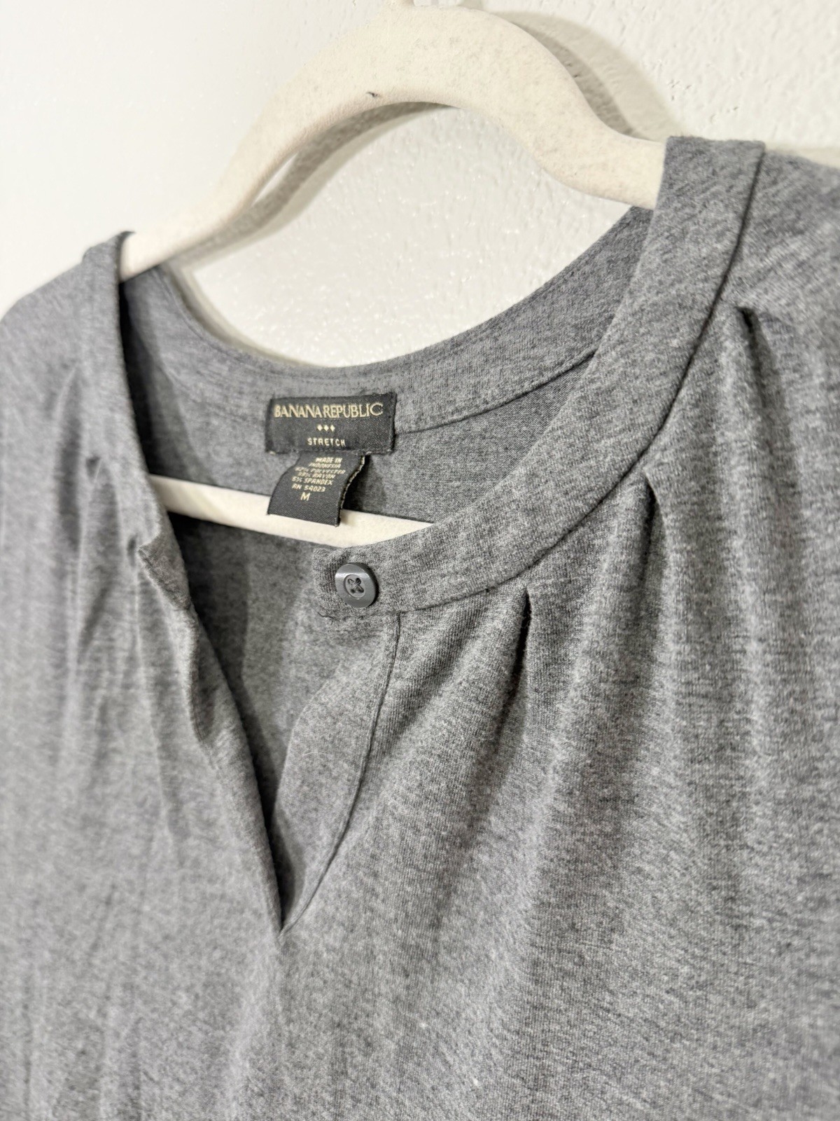 Banana Republic Dress Short Sleeves Button Top Charcoal Gray Jersey Soft Women M