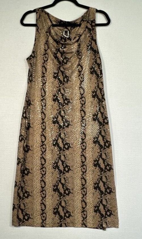 Snake Print Sleeveless Sequin Dress By Opera Made In USA
