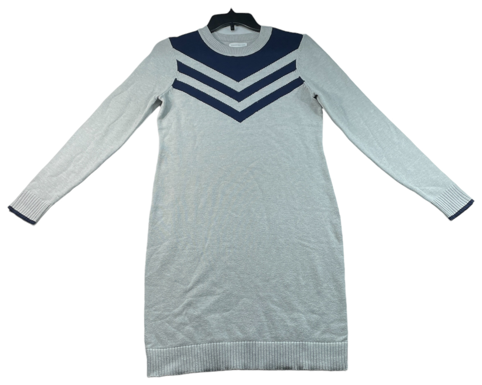 Charter Club Sweater Dress Womens size Small Gray Blue Long Sleeve Knit New