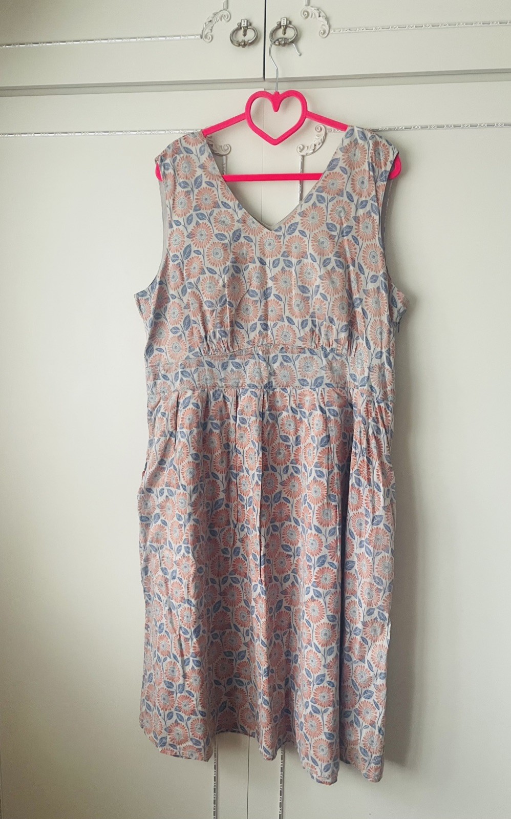 💝 Seasalt ” PICNIC SPOT ” Dress Size 18 Grey Orange Floral Print