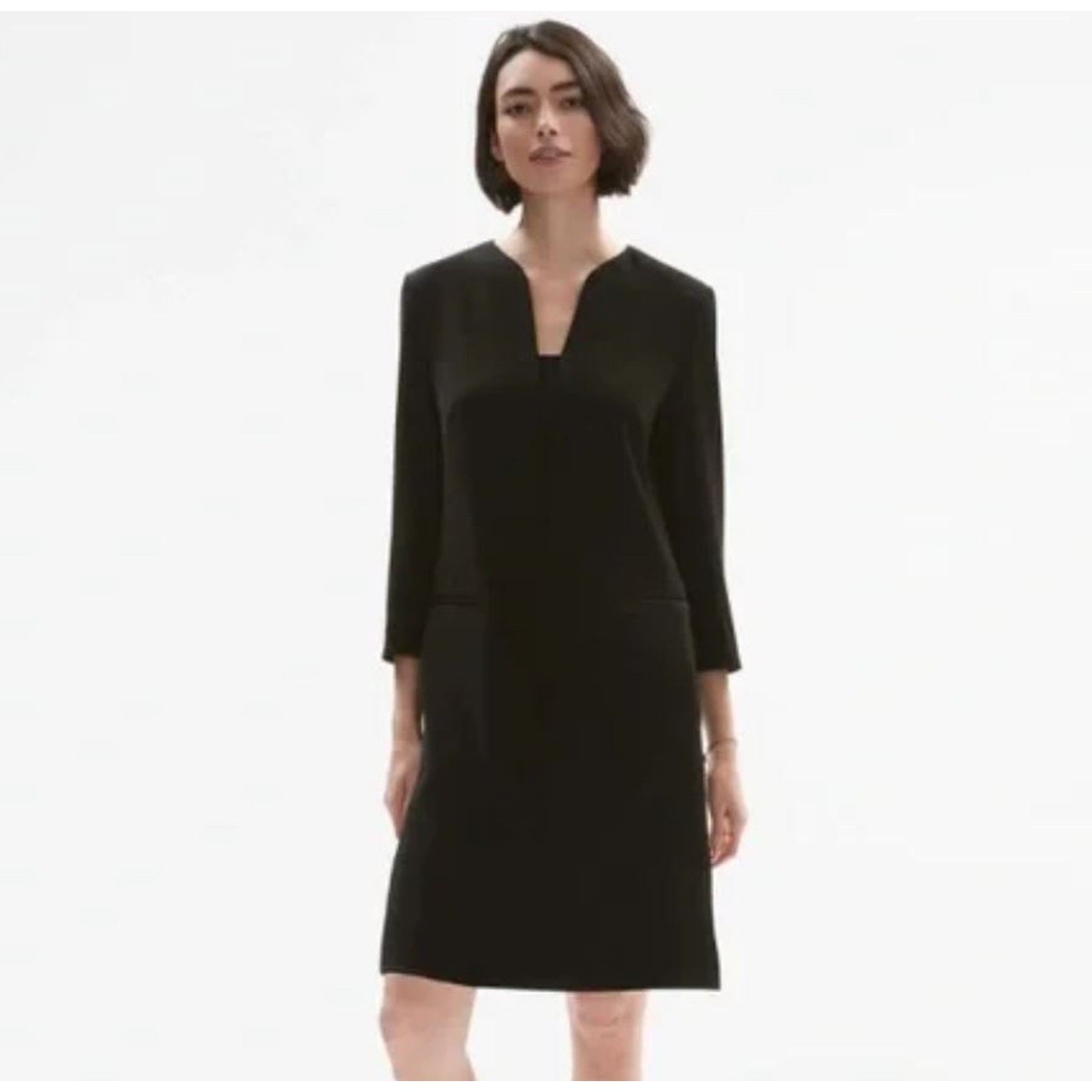 MM LaFleur Alice Black Tuxedo Shift Dress Long Sleeve Lined (8)