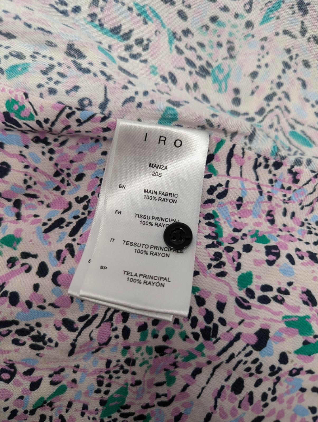 IRO Manza Size 38 Mini Short Sleeve Rayon Print Wrap Dress US size 6