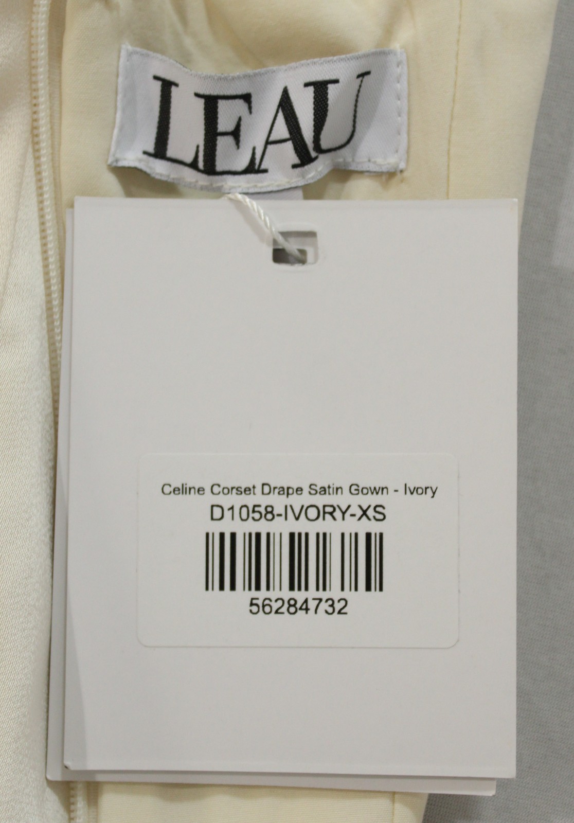 Leau Women’s Celine Corset Drape Unlined Satin Gown CD4 Ivory Size XS NWT