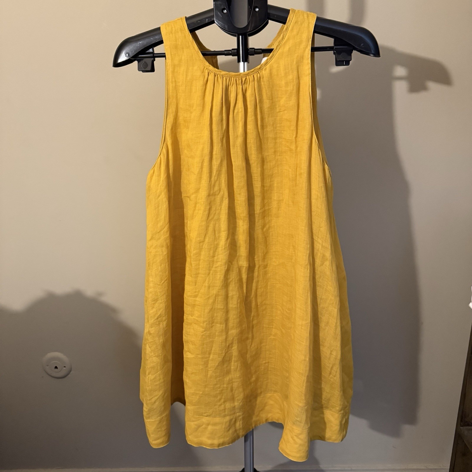 EVERY Sleeveless A-line dress with a pleated neckline Medium Mustard Women Lined