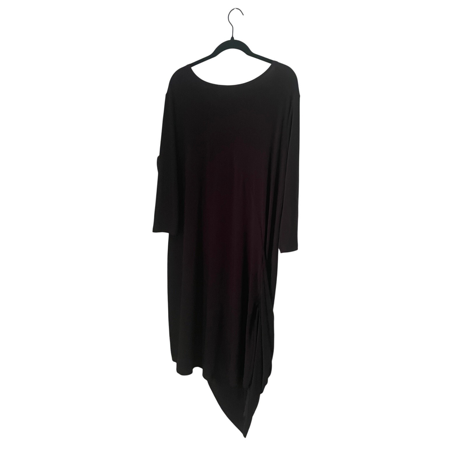 Sympli Made in Canada Asymmetrical Draped Dress Lagenlook Plum Purple size 14