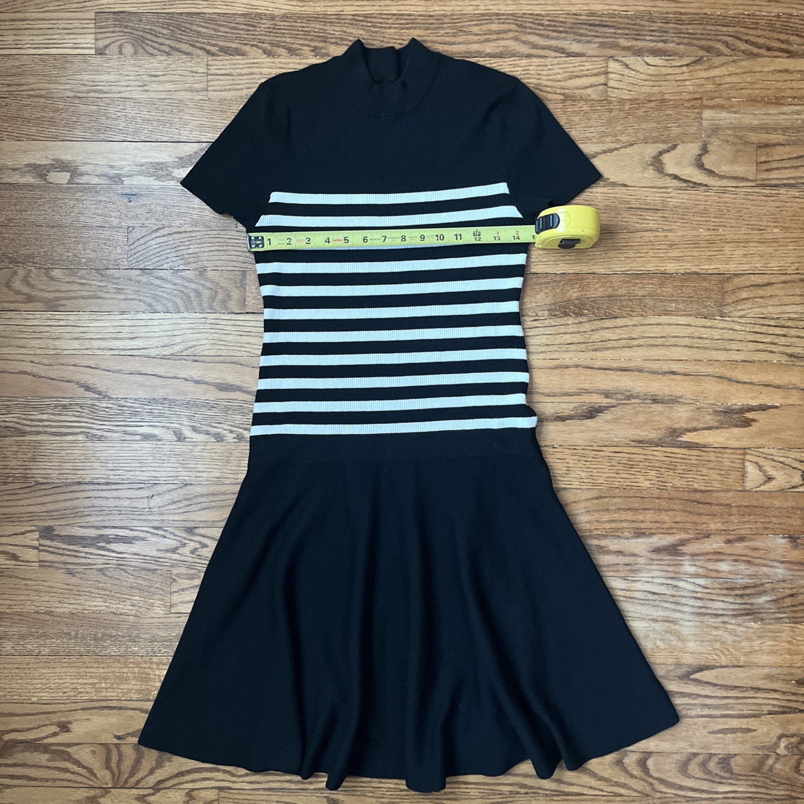 G/FORE Peter Millar Striped Black and White Mock Neck Sweater Knit Golf Dress