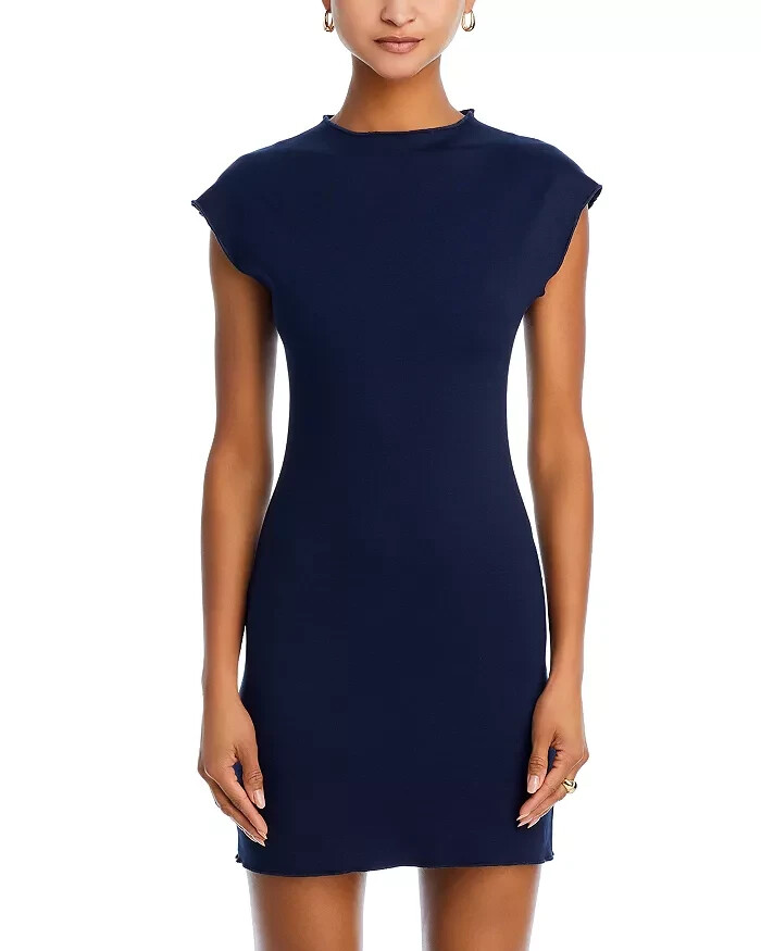 Aqua L46735 Womens Navy Ponte Knit Sheath Mini Dress Size S