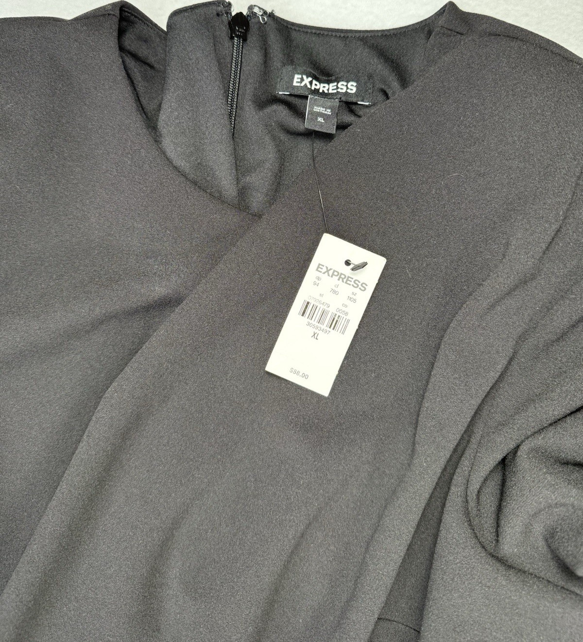 Express Black Long Sleeve Dress Zipper Closure Blended Fabric Size XL