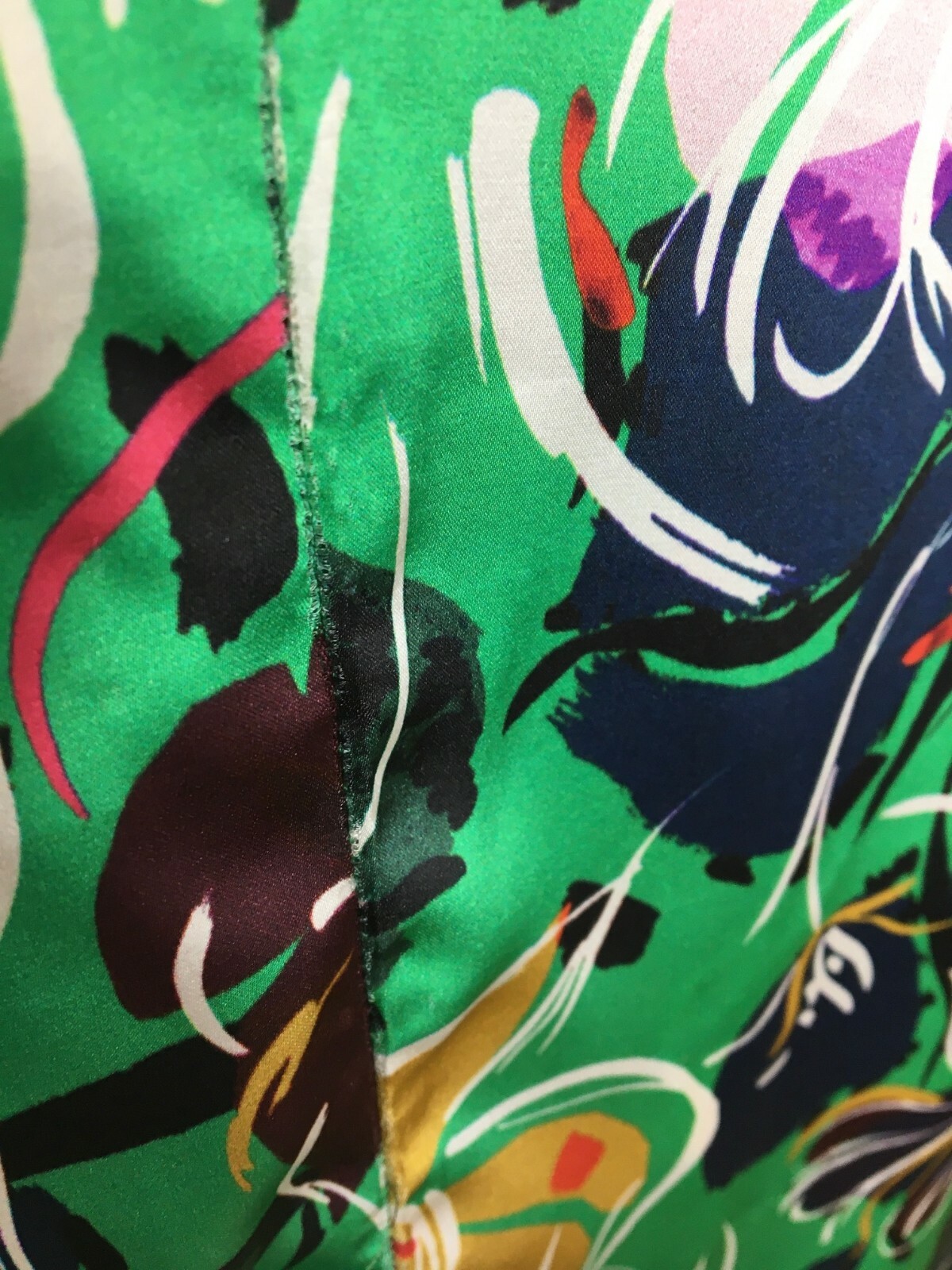 SALONI Green Floral Botanical Print EDEN Satin Silk Hi-Slit Midi Dress 10US 14UK