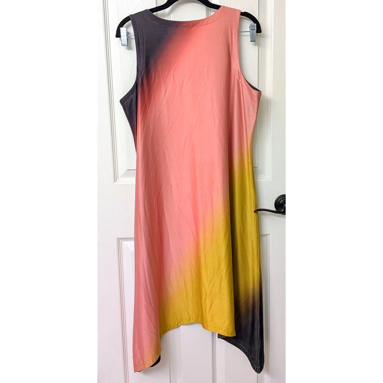 Reversible & Adjustable V-Neck Dress in Dark Grey, Pink & Yellow | SZ Large