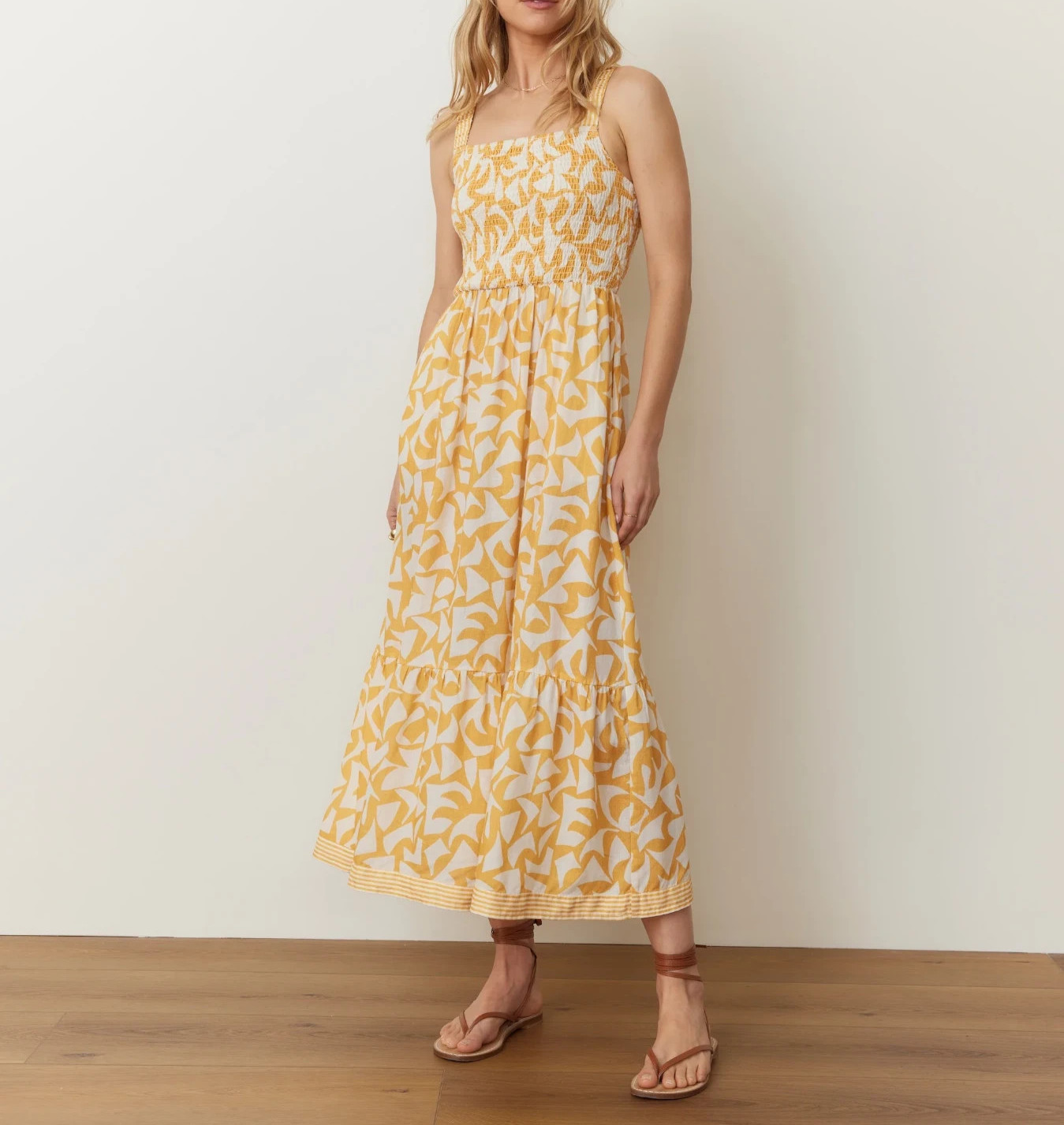 Marine Layer Selene Smocked Maxi Dress MSRP $148 BLM