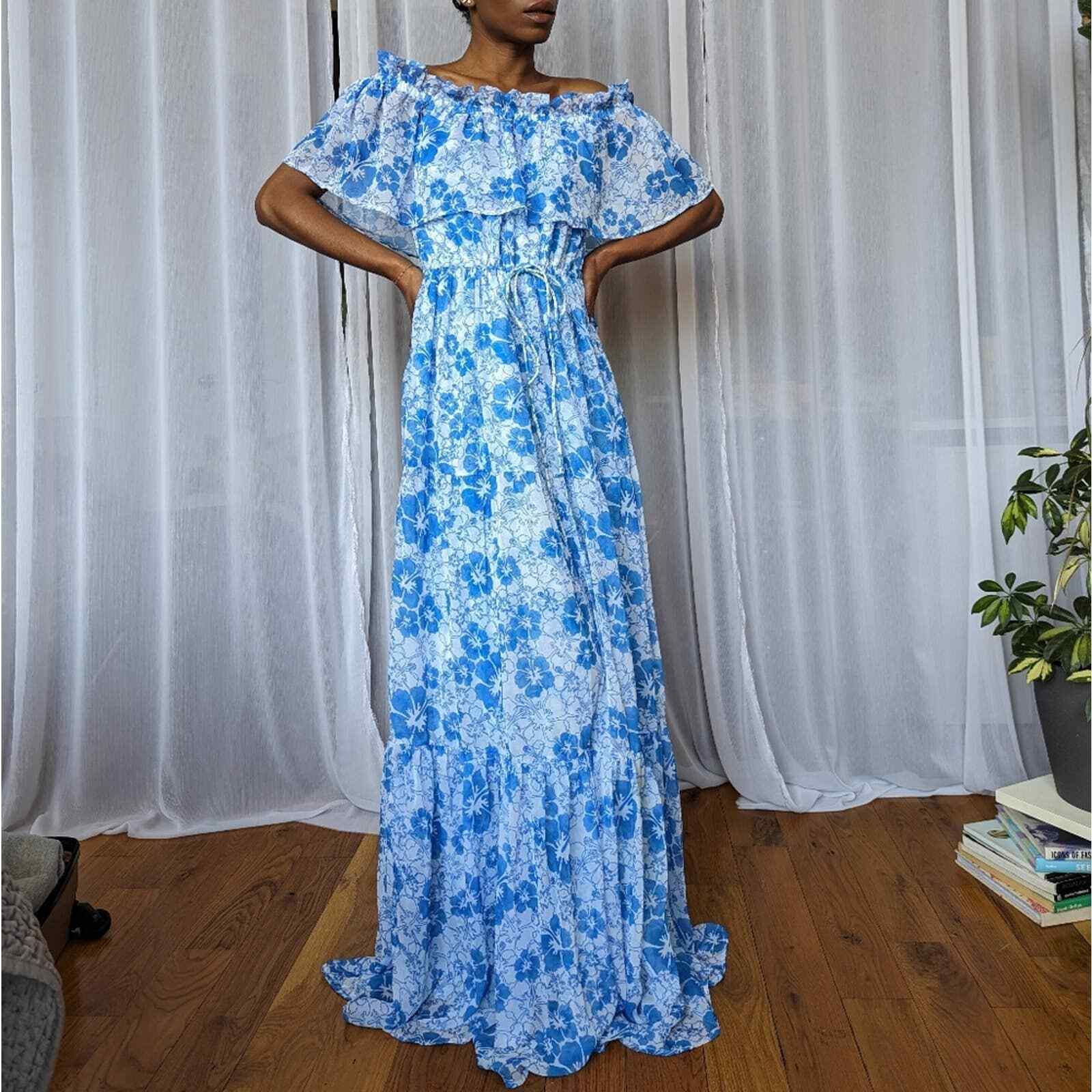 NWT Resortwear Blue Floral Maxi Dress – All Things Mochi | Size Small
