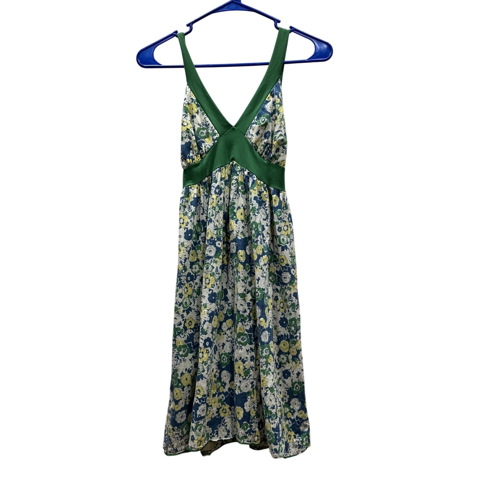 Vintage Wet Seal Babydoll Dress Sz M Floral Blue Green Fairy Y2K Hippie