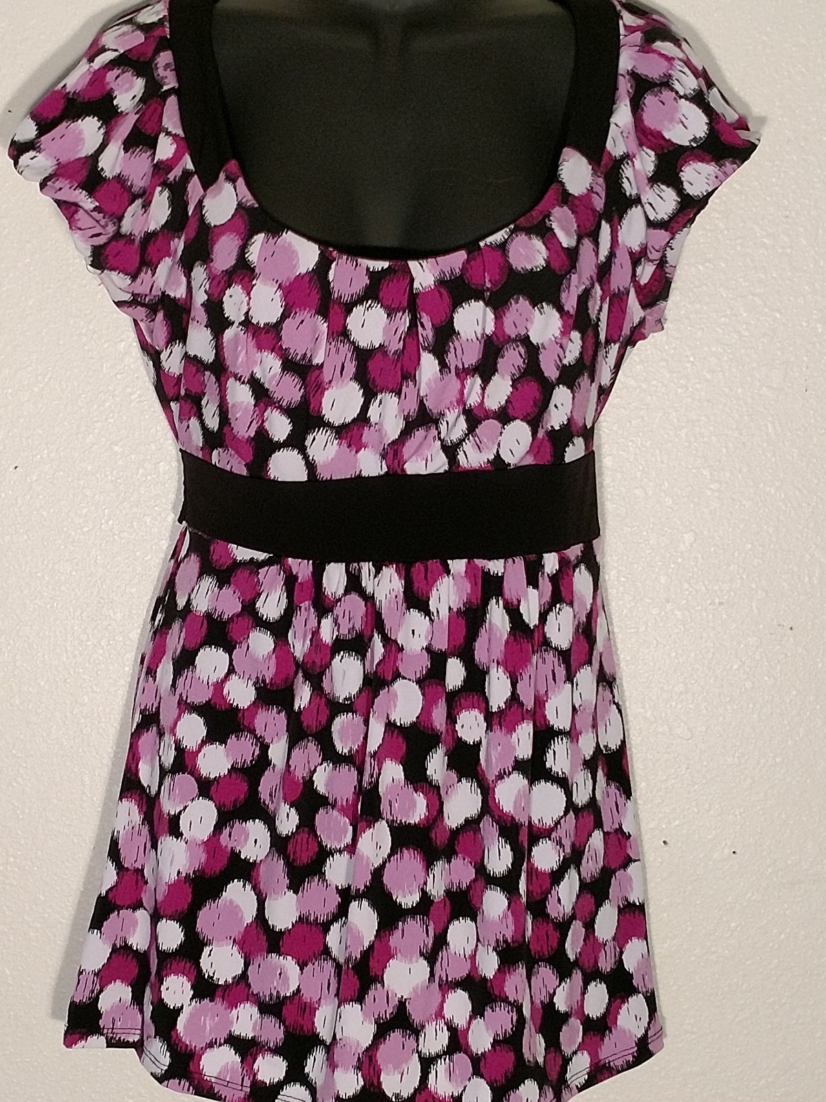 MAURICES Multi-Color Fuzzy Polka-dots Dress Mid-Thigh Short Sleeve Med