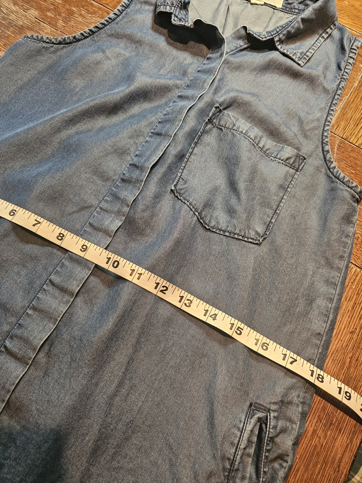 Thread & Supply Small Sleeveless Denim Above The Knee Button Down Shirtdress