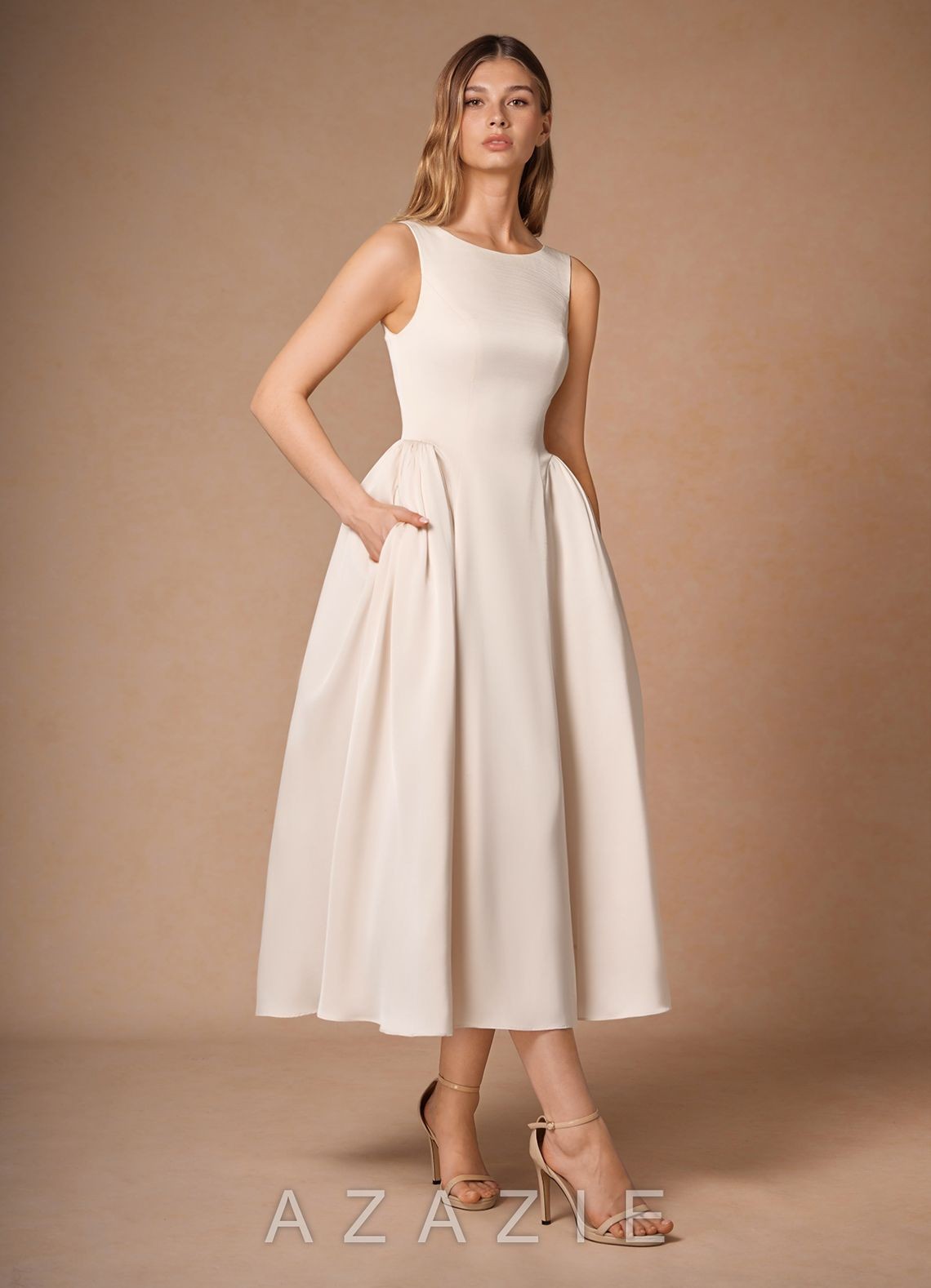 Casey Mocha Coco Midi Dress-AZAZIE|23607