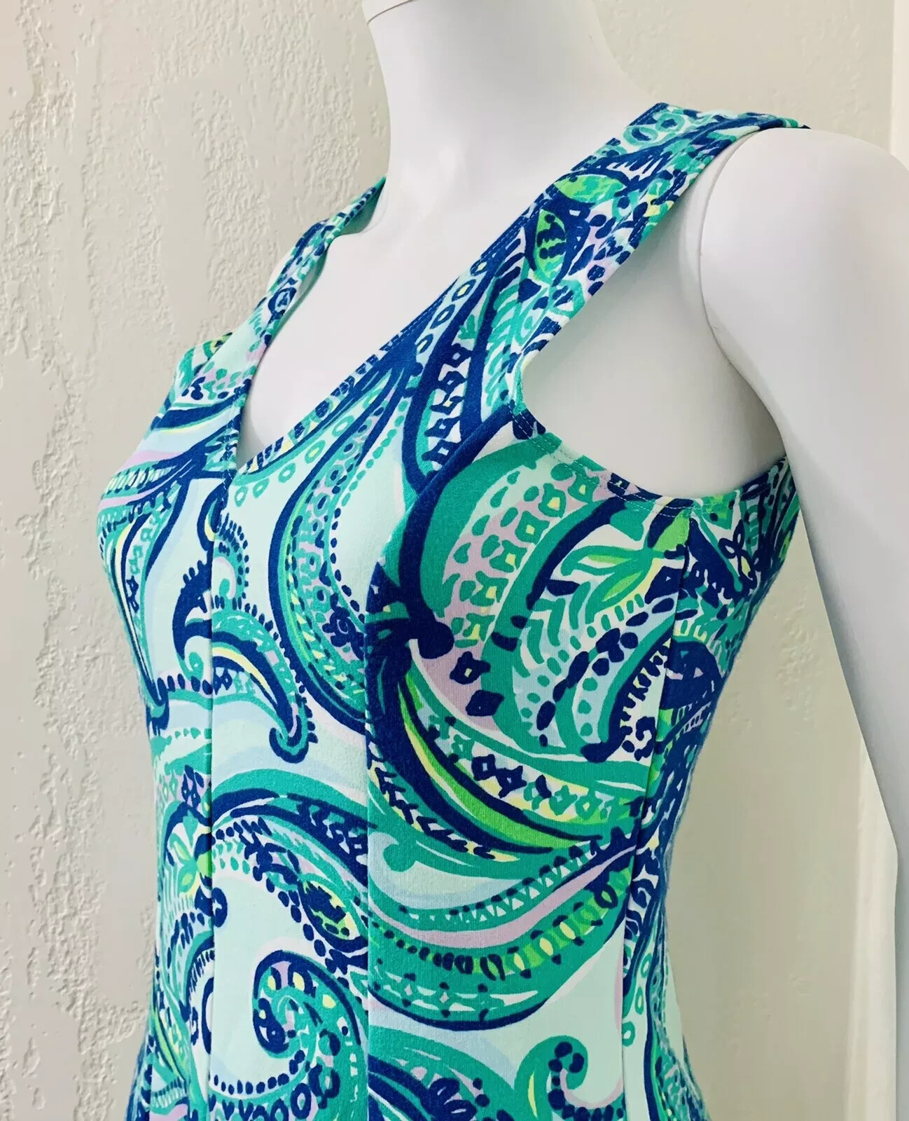 Lilly Pulitzer Dahlia Poolside Blue Keep It Current Terry Fit Flare Dress M