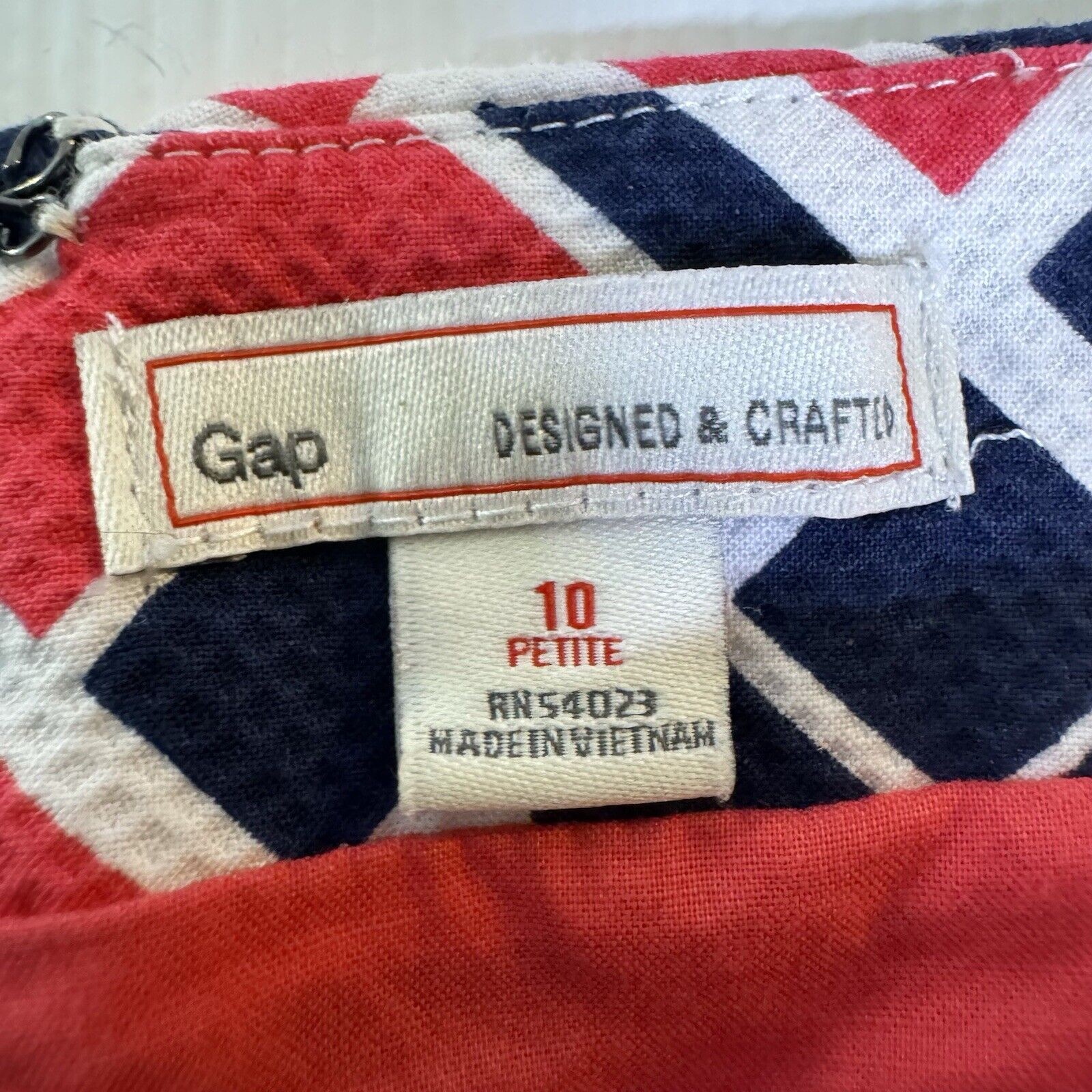 Gap Marcy Dobby Geometric A-Line Sheath Dress 10P Pink Navy
