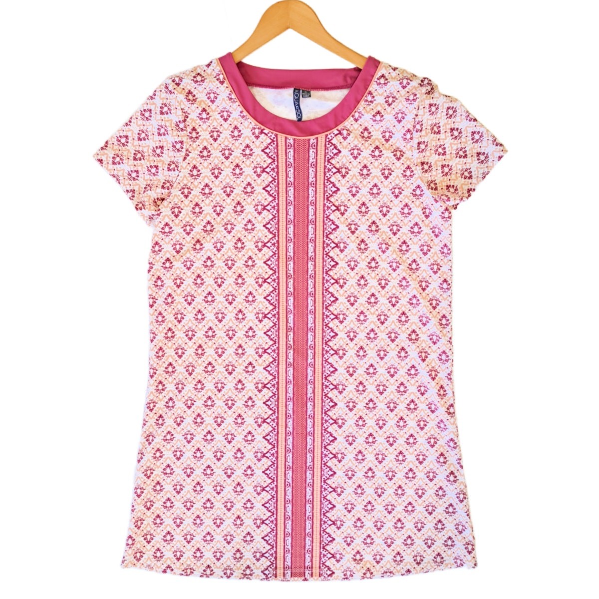 Aqua et Sol UPF Short Sleeve Tunic Dress Size XL Pink Peach Casual Beach Coverup