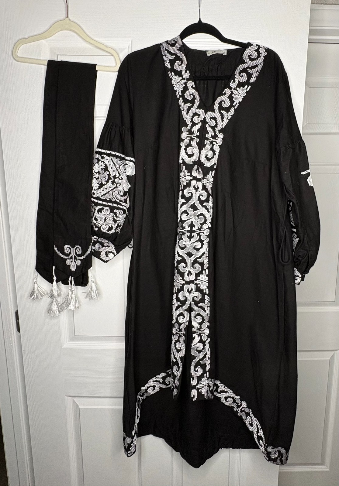 Couples Match Vyshyvanka Set – Black Embroidered Dress and Men’s Shirt, Ukrainia