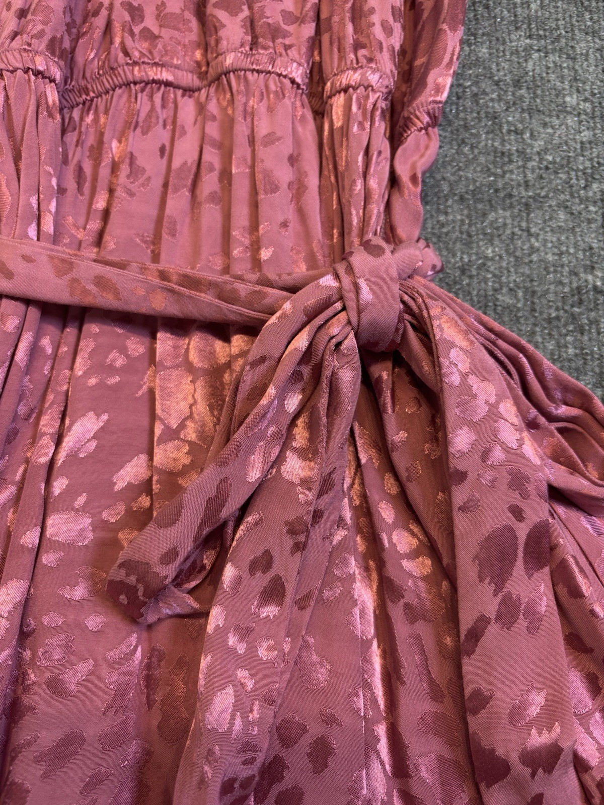 Anthropologie Rose Pink Jacquard Halter Mini Dress Small Keyhole Pockets