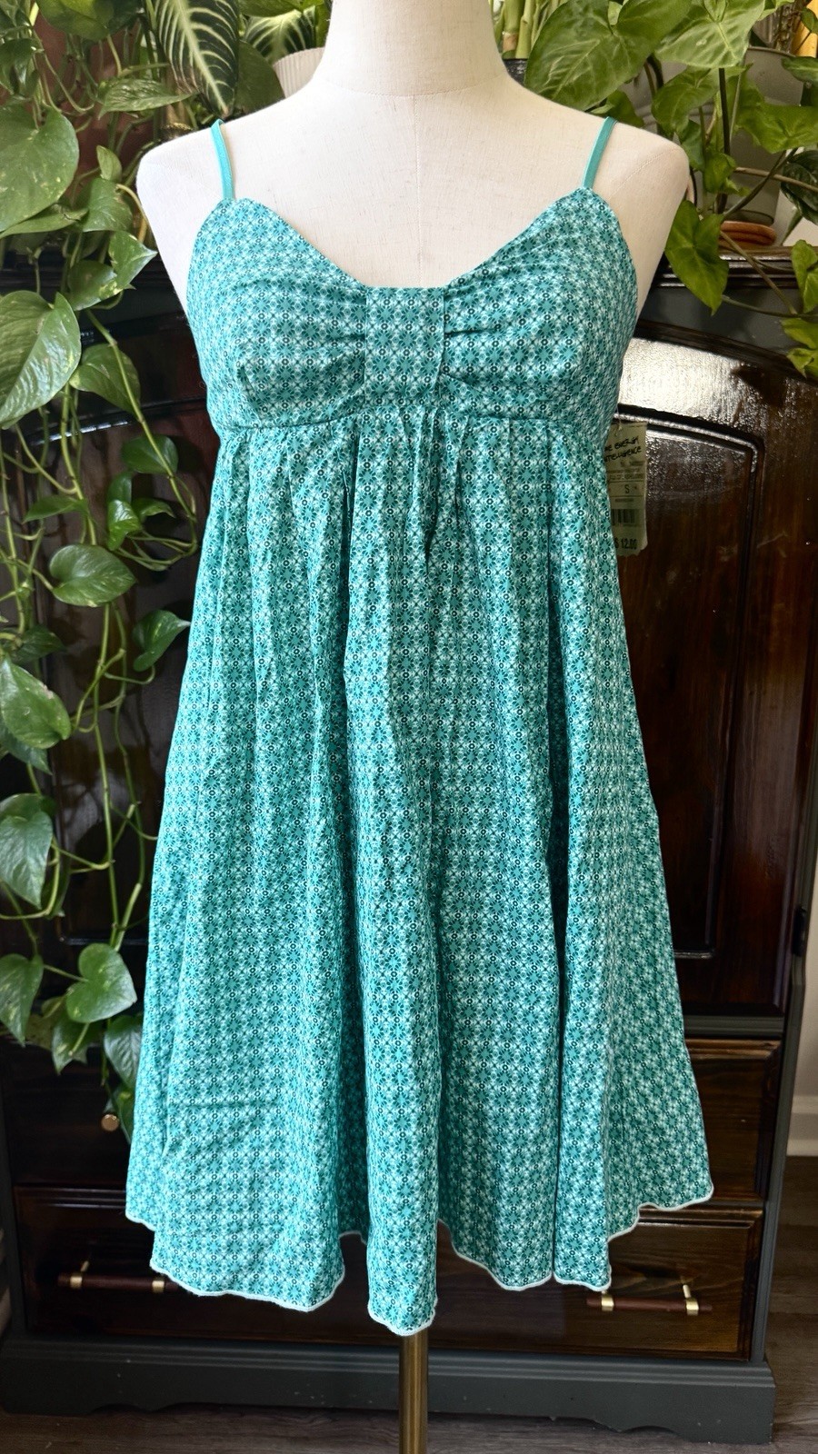 READ! S LEI Babydoll sundress beach swim tunic mini 100% Cotton Fiji Splash Teal
