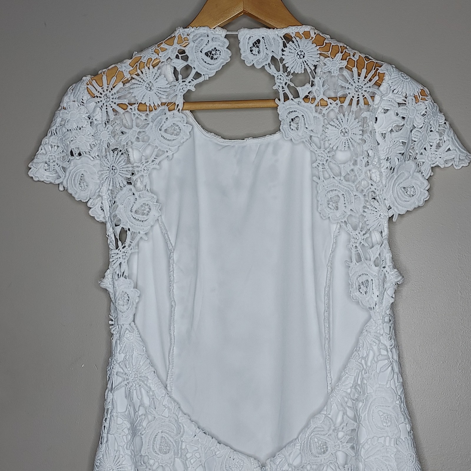 Lulus Romance Language White Lace Backless Mini Dress Xl Bridal Shower Angelcore