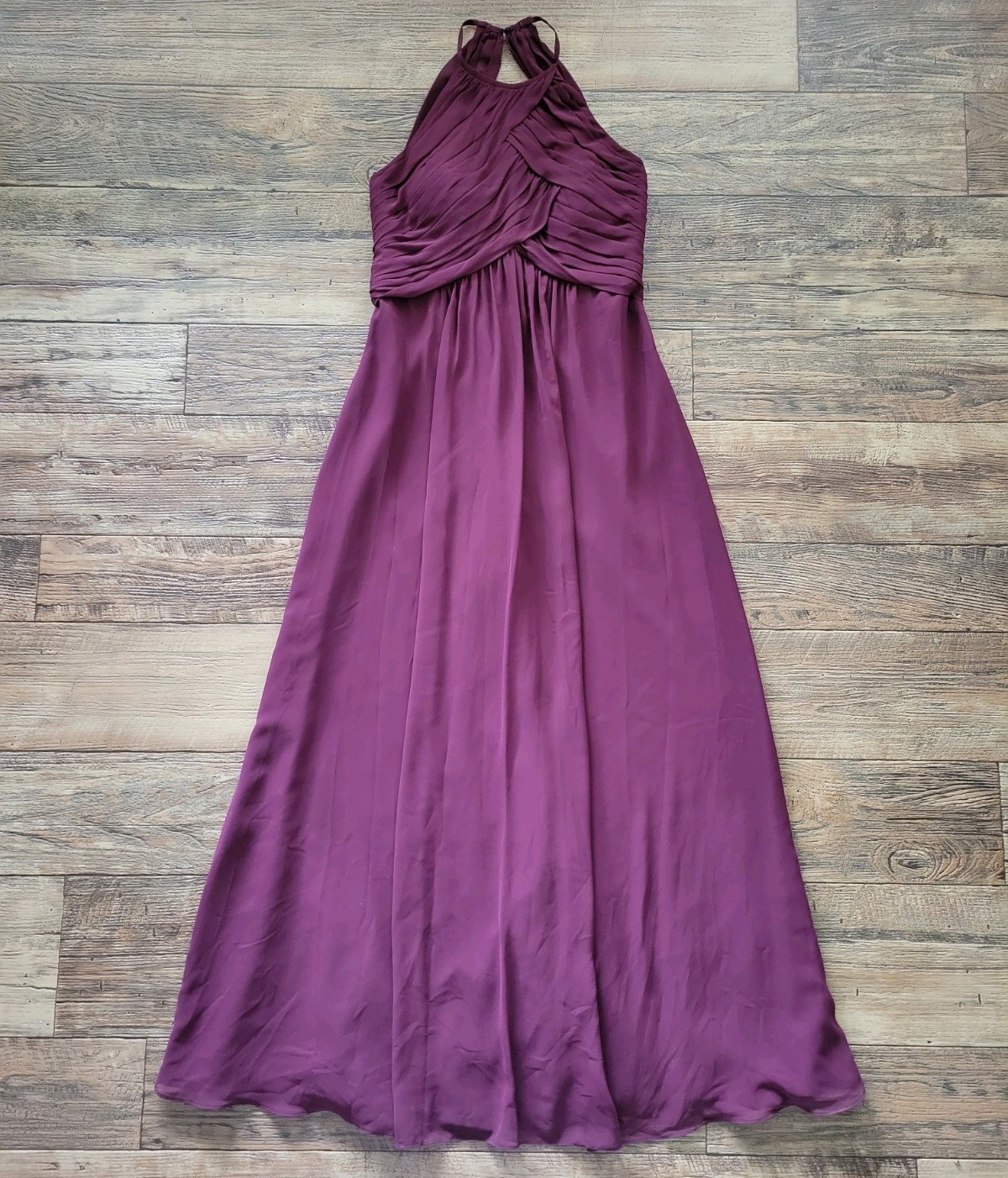 Morilee Madeline Gardner Sz 10 Burgundy Chiffon A-Line Flowy Halter Formal Dress