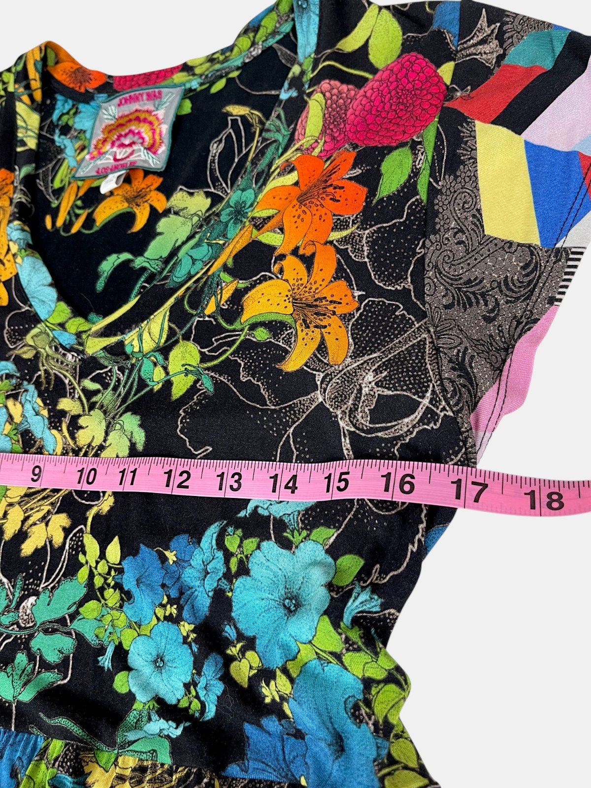 Johnny Was Nero Sequence Tiered Midi Dress Tea Length Floral Boho Sz S