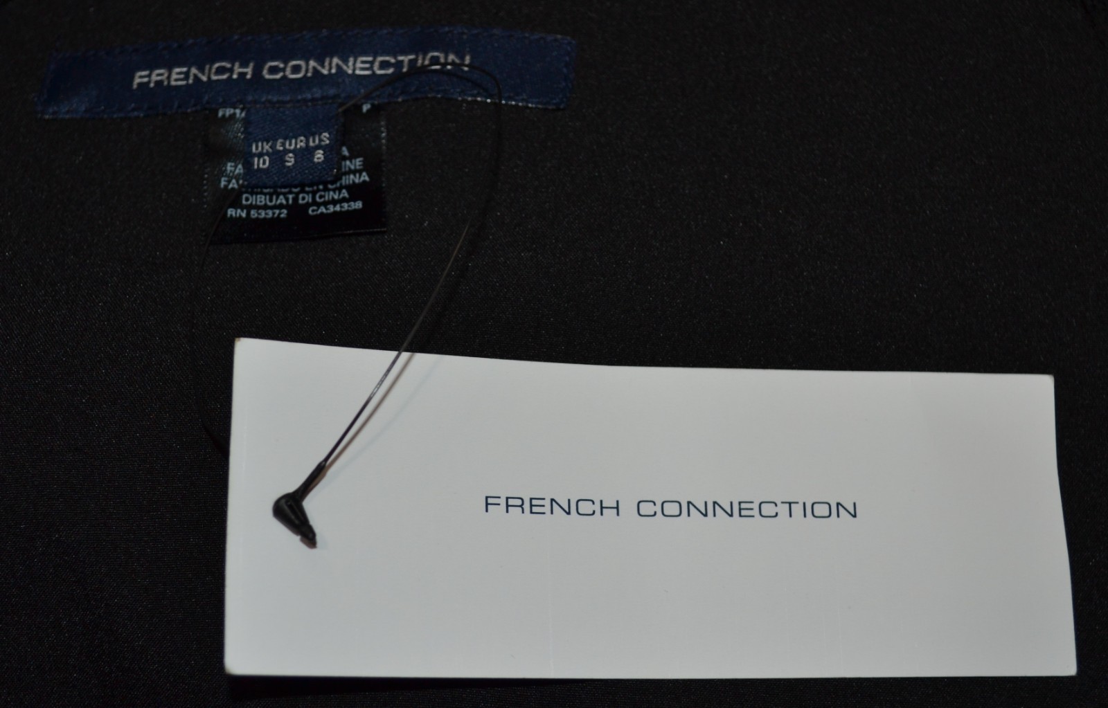 FRENCH CONNECTION NEW NWT Black Whisper V Neck Dress 6 Envelope Skirt Adj Straps
