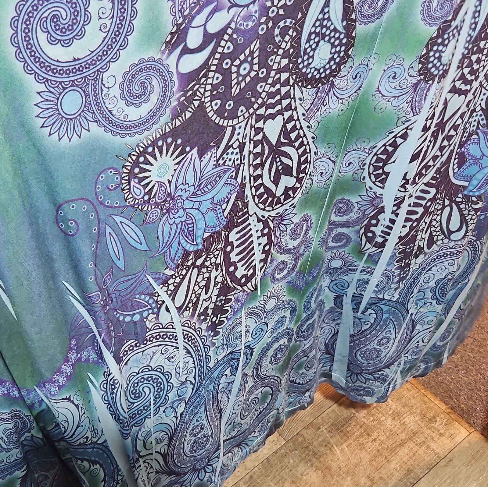 Apt. 9 Women’s Plus 2X Paisley Maxi Dress Blue/Green/Purple Chiffon