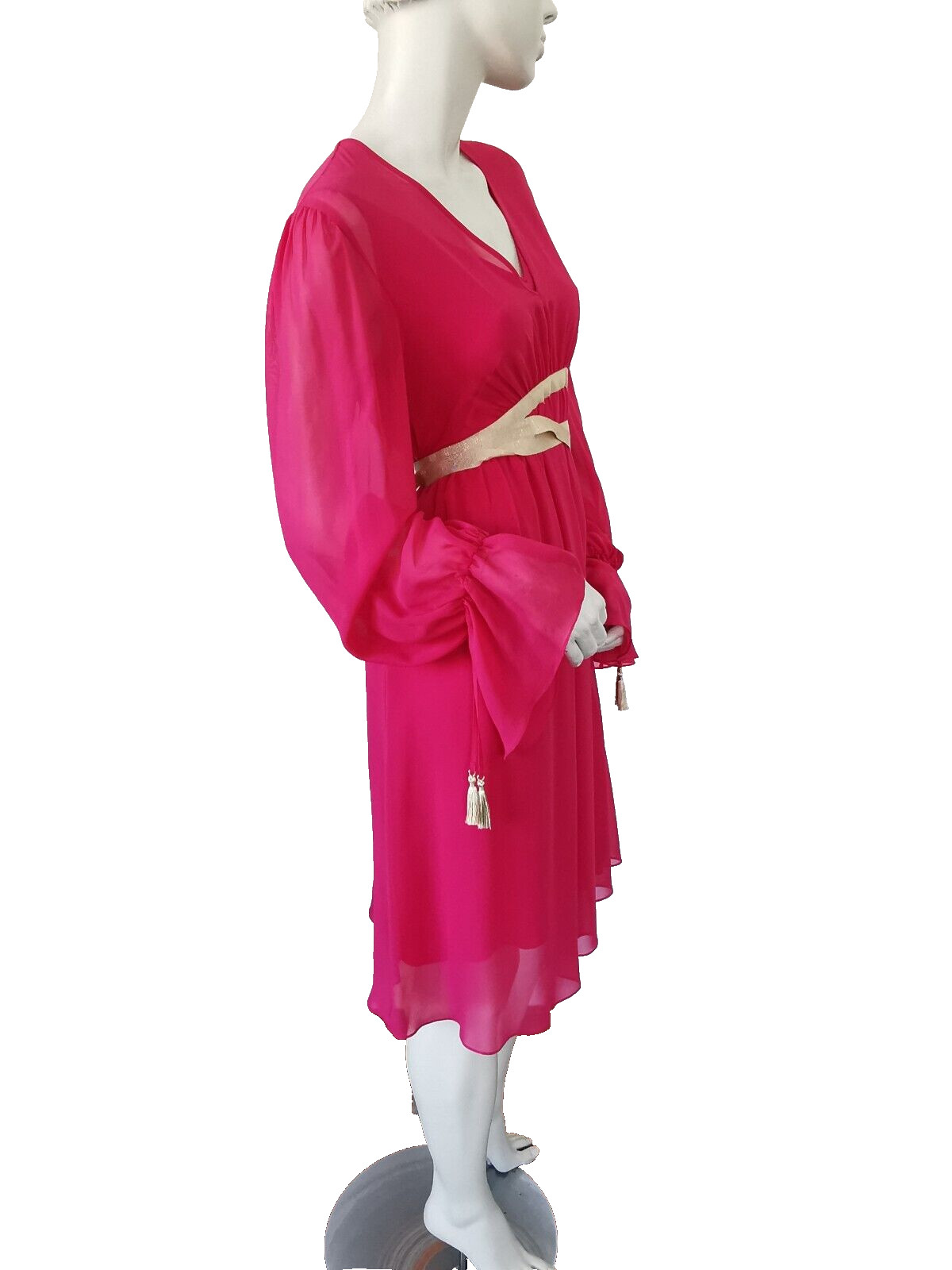 RR €890🌟 MAX MARA Pink SILK georgette Dress Usa2_ It36_ De32_ Uk4_ Fr34