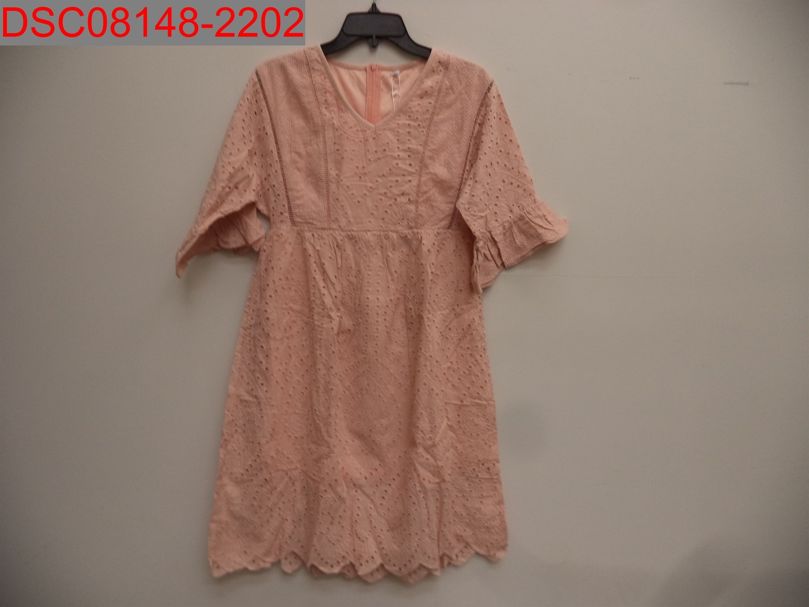 Petal Lush Womens Blush 3/4 Length Bell Sleeve Gathered Waist Dress, XS 1314235