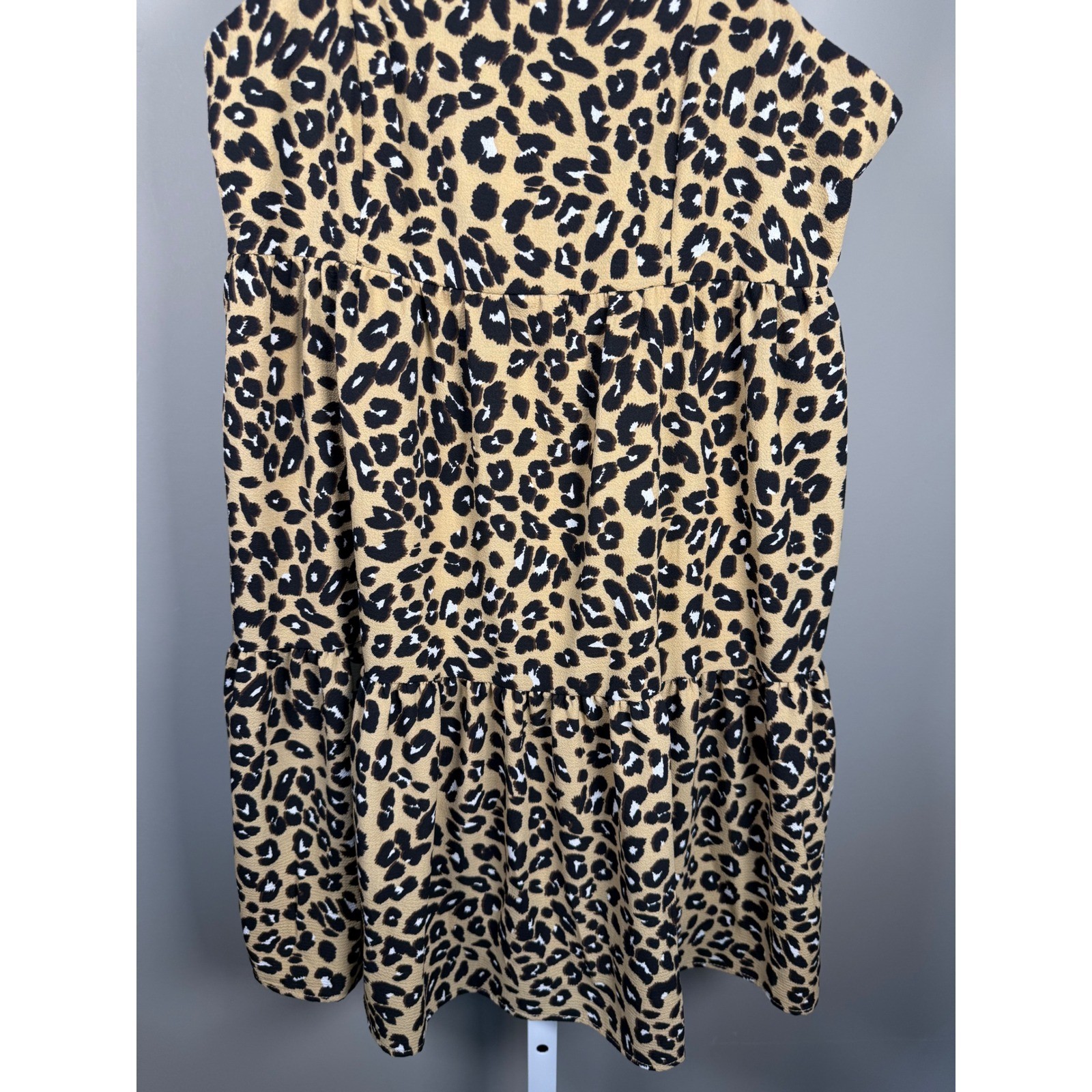 Adrienne Leopard Print Tiered Mini Dress NWT Size M Chic Trendy