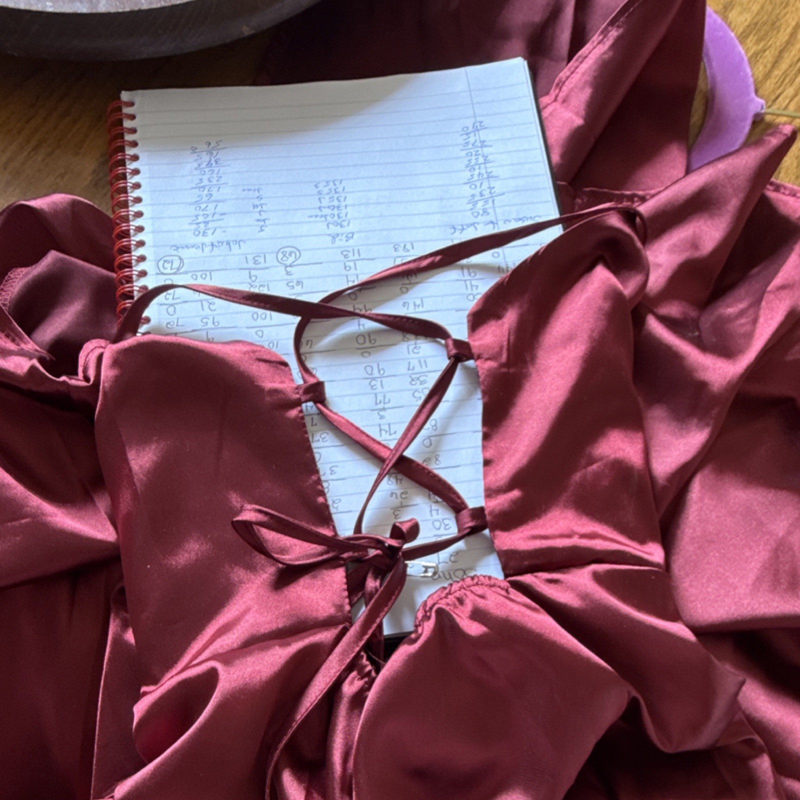 Burgundy Satin Strappy Lace Up Side Slit Lined Long Gown Dress M