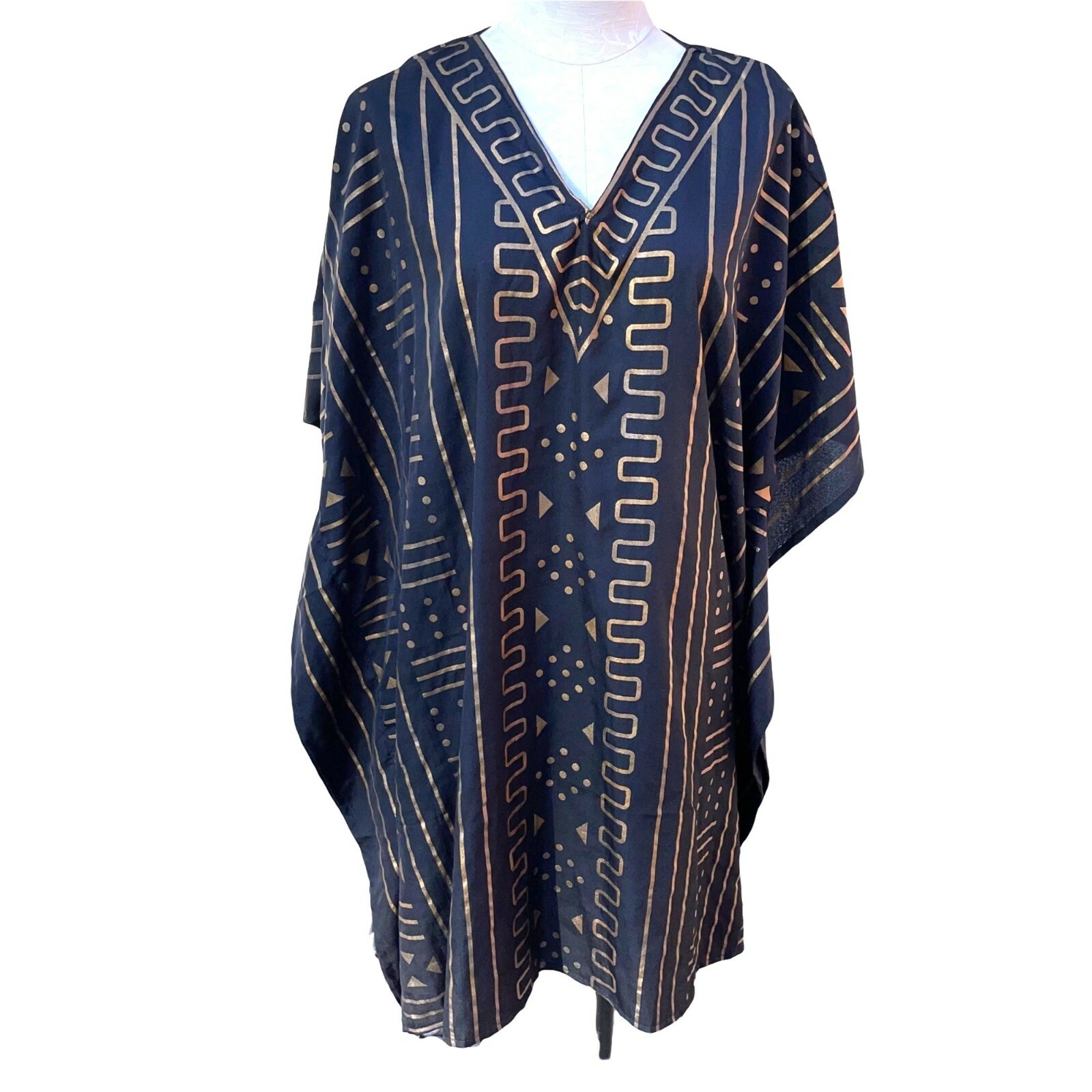 Styled By Saybury Kaftan Womens Vintage One Size Black Polyester Pullover New