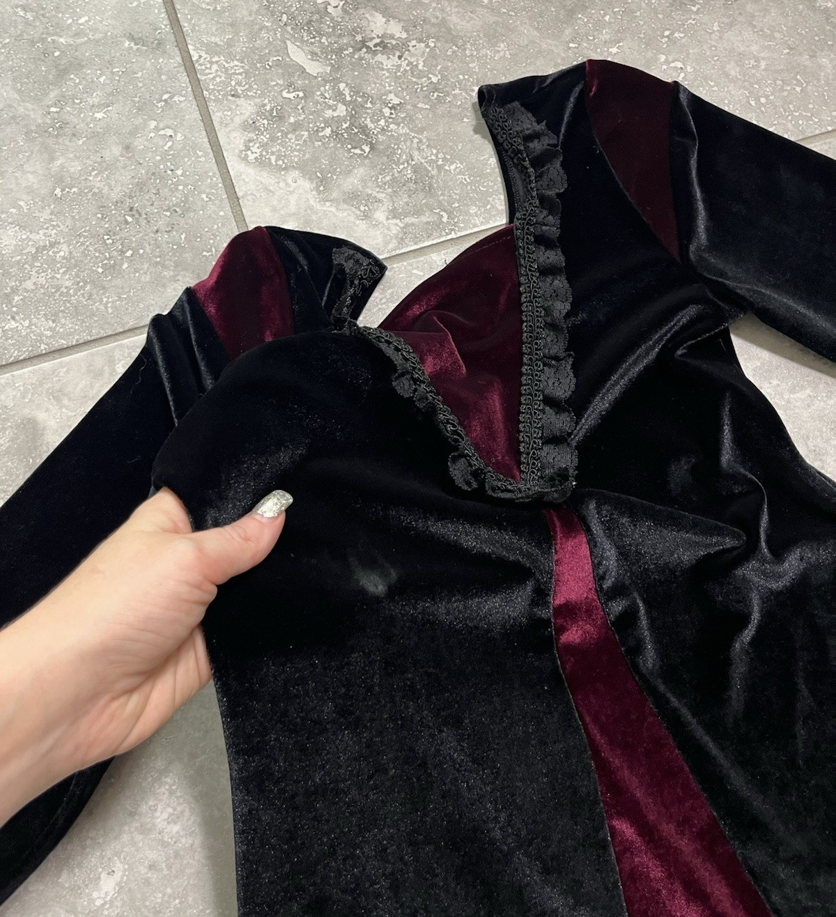 Cykxtees VTG 90S Goth Renaissance Medieval Vampire Velvet Dress Gown M L