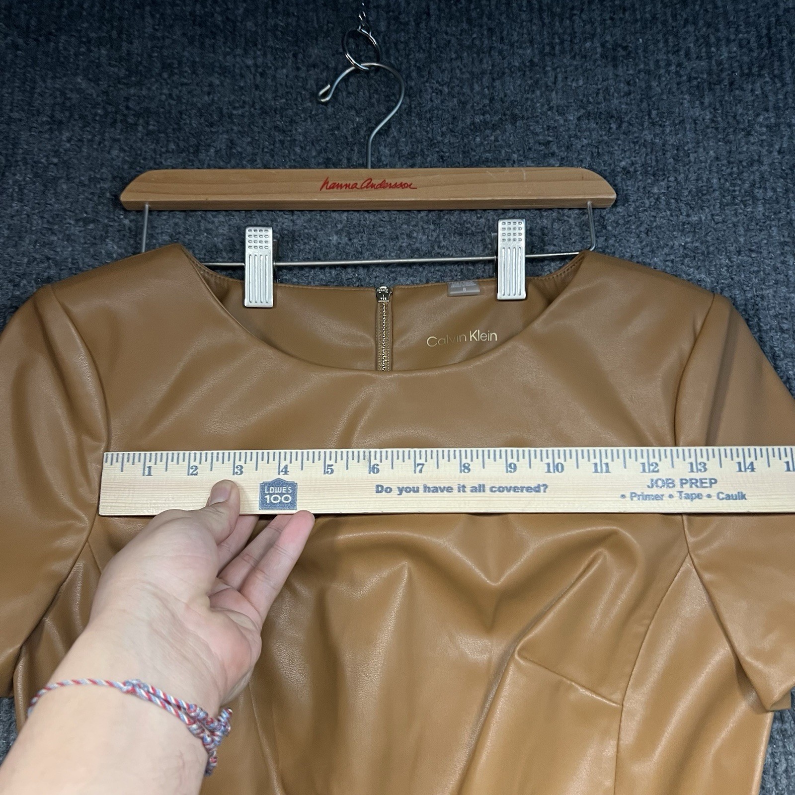 Calvin Klein Sheath Dress Womens 8 Beige Tan Zip Back Belted NWT