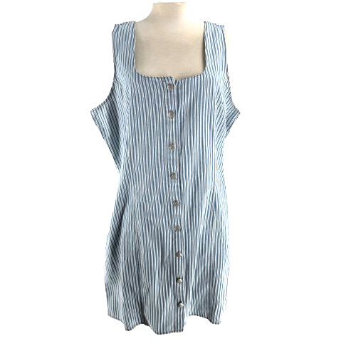 Wrangler Women’s Retro Striped Sleeveless Button-Down Mini Dress XL Blue NEW
