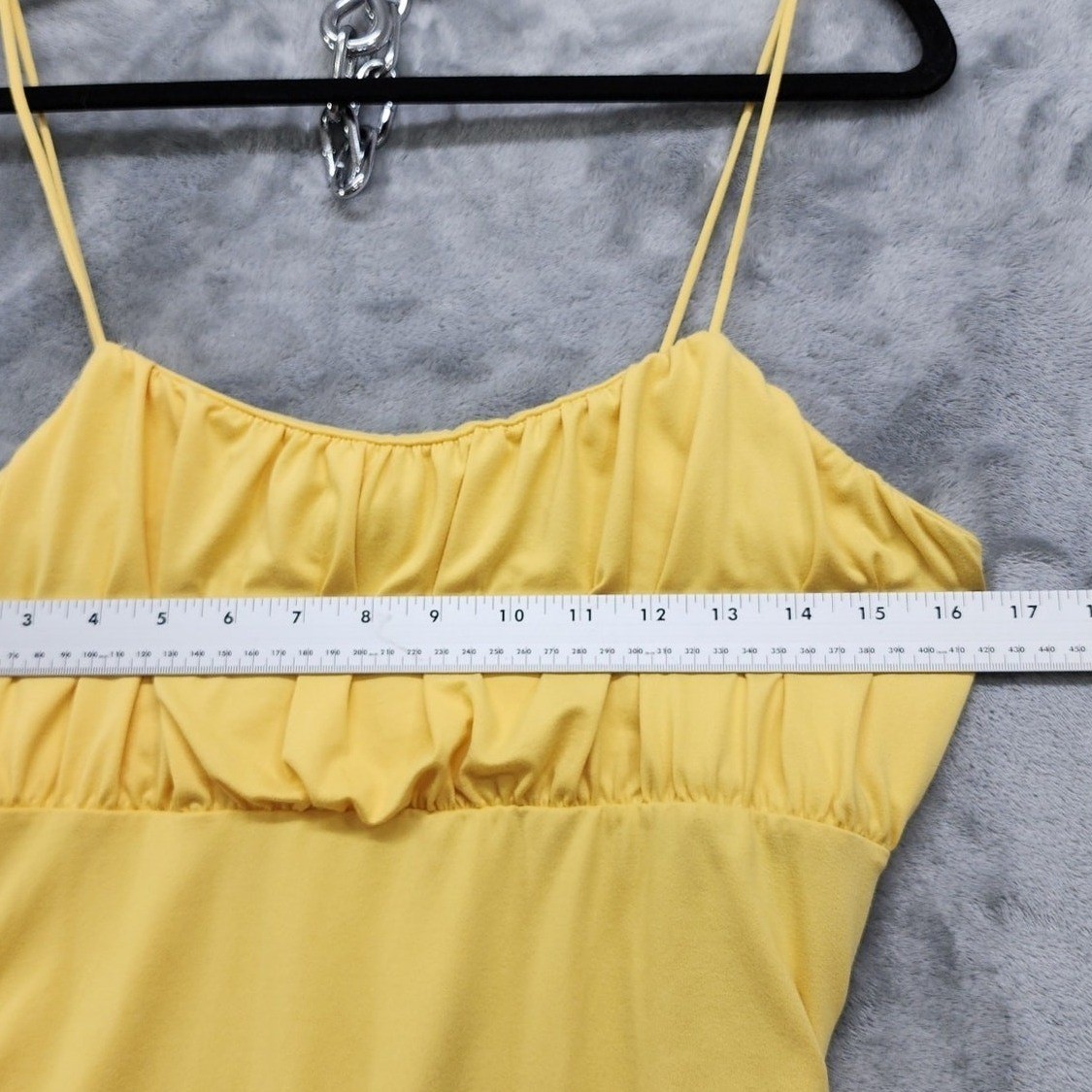 Rue 21 Dress Size L Yellow Spaghetti Straps Side Ruched Bodycon Midi Stretch