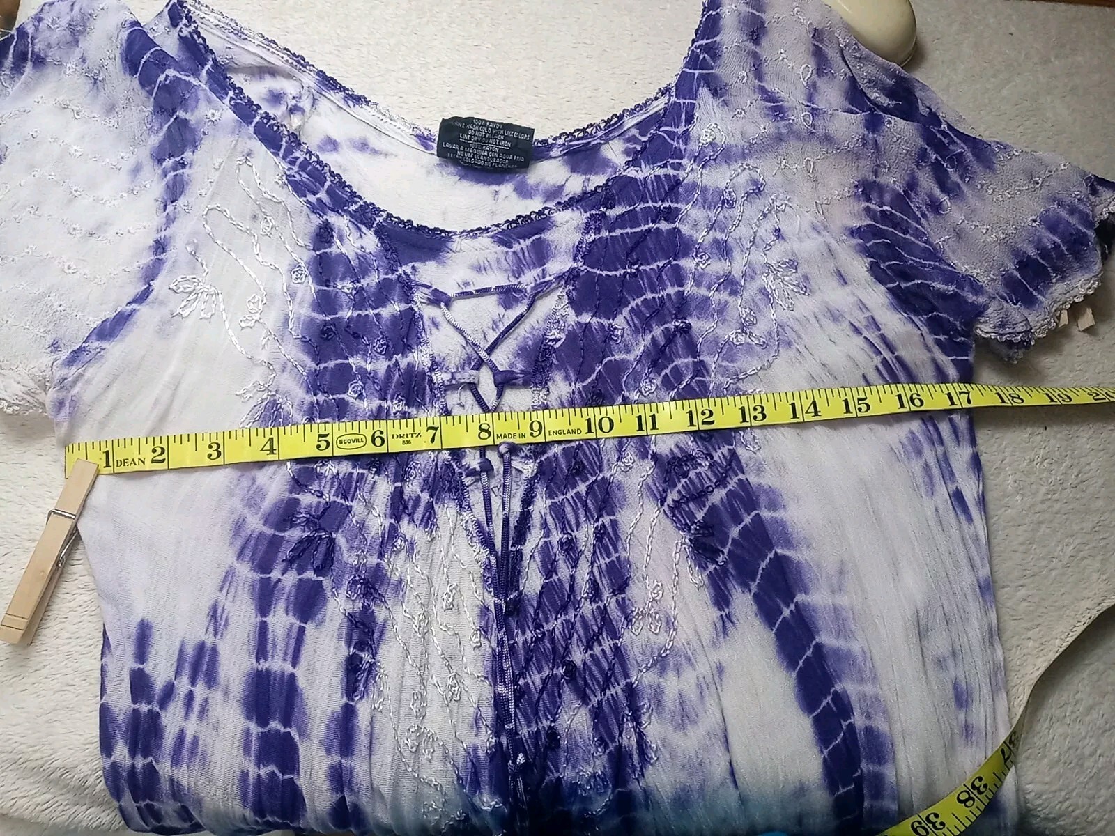 VTG Ocean Breeze Dress Womens Regular Free Size Purple Tie Dye Boho Hippie Dress