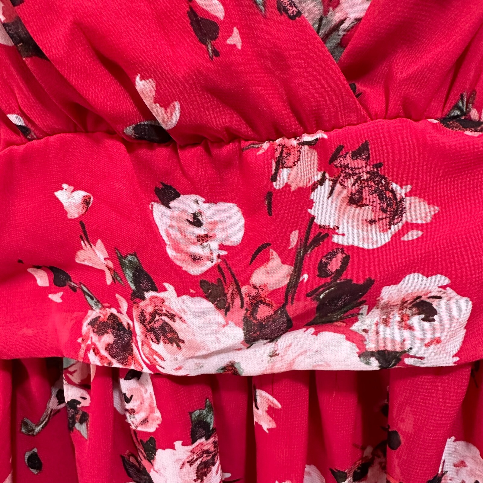 Speechless Womens Size M Juniors Red Floral Print Surplice Flare Mini Dress NWT