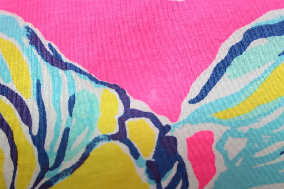 Lilly Pulitzer Marlowe Dress 100% Pima Cotton Pink Floral Boat Neck Nautical L