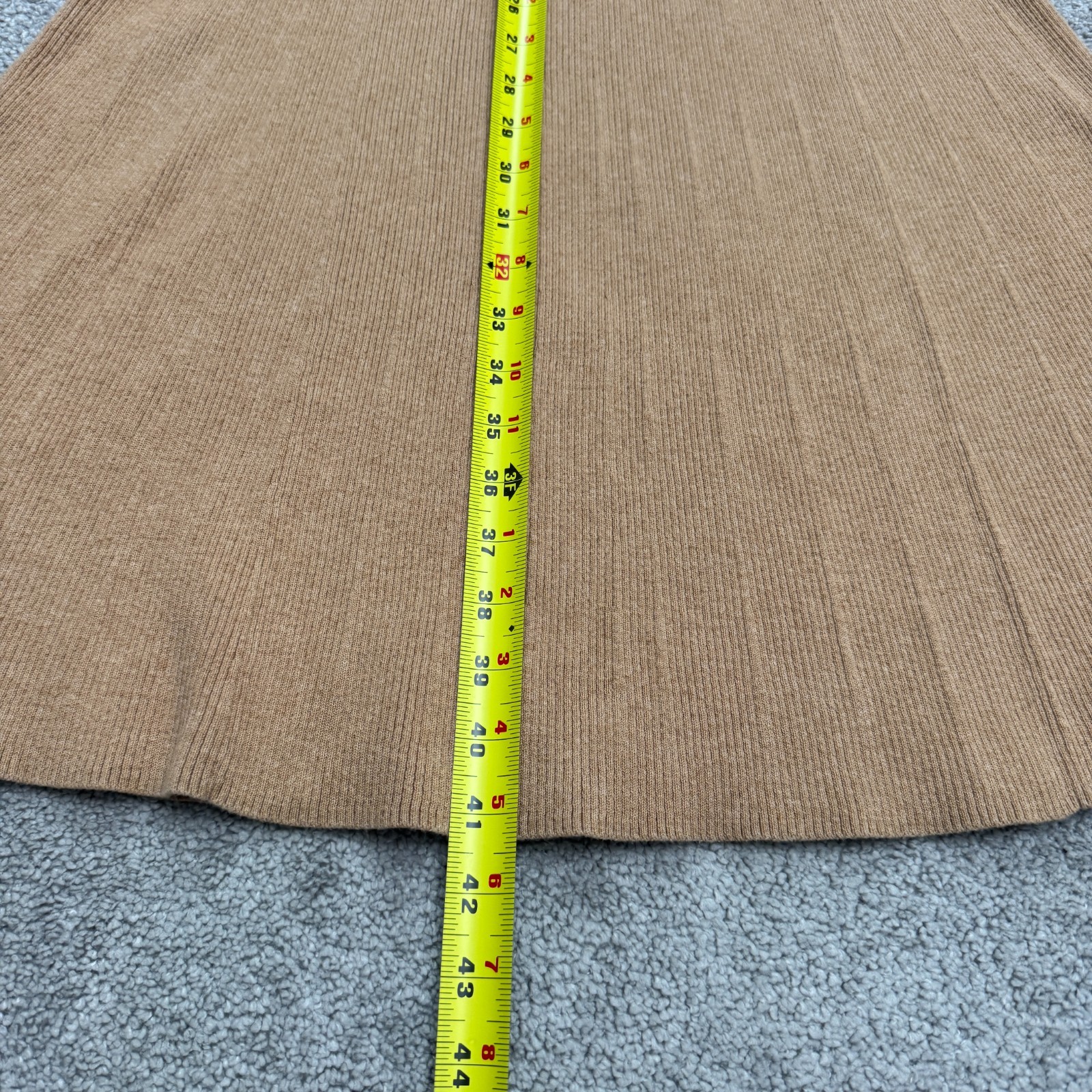 Saks Fifth Avenue Turtleneck A-Line Midi Sweater Dress Womens Small Camel Brown