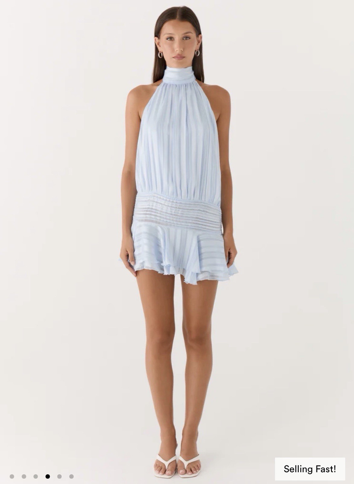 NWT Peppermayo Light Blue Willow Chiffon Mini Dress Size 6 Halter Neck Tie