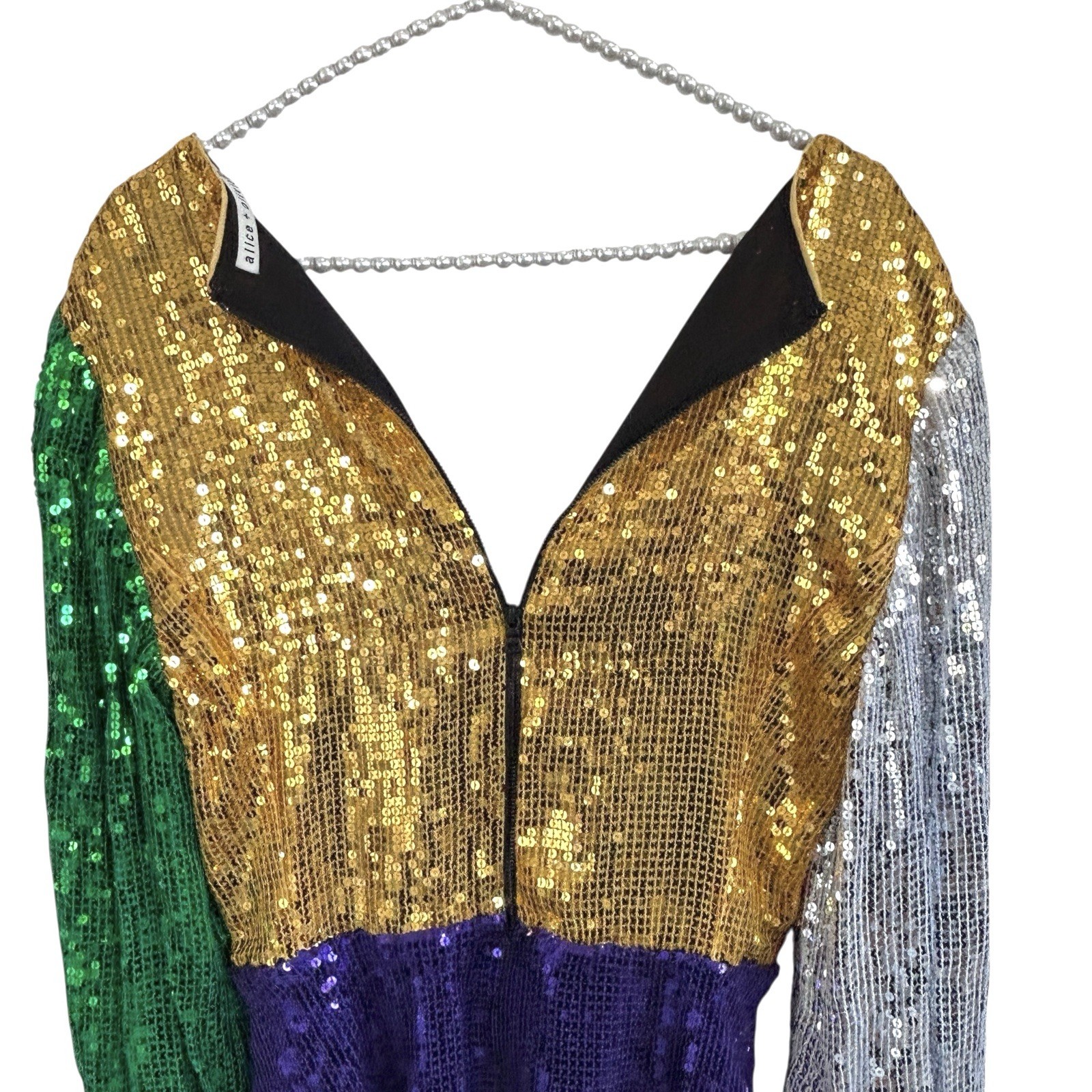 Alice + Olivia Blaze Sequin Colorblock Mini Dress 10 NYE Holiday Party Hoco NWT