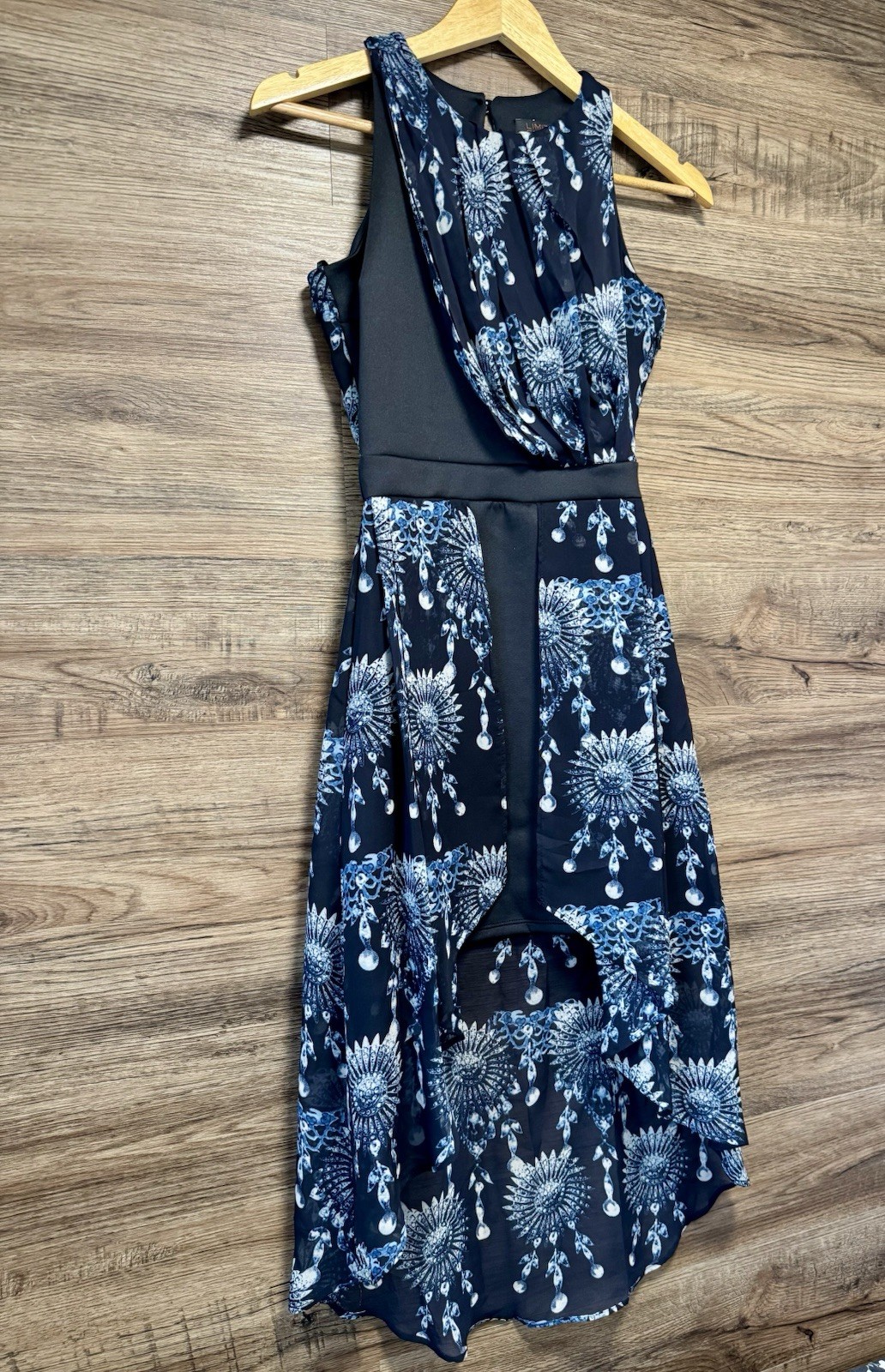 Atmosphere Limited Edition High-Low Party Dress – Size 8 – Blue Mandala Print